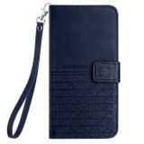 Peňaženkové kožené puzdro Rhombic na iPhone 15 Plus - Modrá