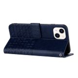 Peňaženkové kožené puzdro Rhombic na iPhone 15 Plus - Modrá