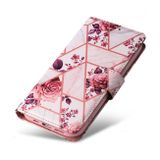 Peňaženkové kožené puzdro Marble Bronzing na iPhone 15 Pro - Ružové zlato