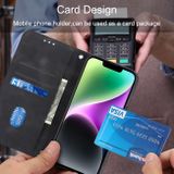 Peňaženkové kožené puzdro Line na iPhone 15 - Čierna