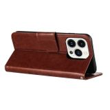Peňaženkové kožené puzdro BUTTERFLY na iPhone 15 Pro Max - Hnedá