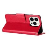 Peňaženkové kožené puzdro BUTTERFLY na iPhone 15 Pro Max - Červená