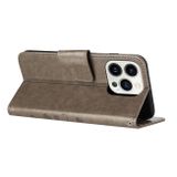 Peňaženkové kožené puzdro BUTTERFLY na iPhone 15 Pro Max - Šedá