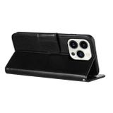 Peňaženkové kožené puzdro BUTTERFLY na iPhone 15 Pro Max - Čierna
