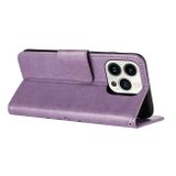 Peňaženkové kožené puzdro BUTTERFLY na iPhone 15 Pro Max - Slabo fialová