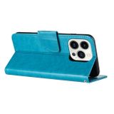 Peňaženkové kožené puzdro Butterfly na iPhone 15 Pro - Modrá