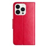 Peňaženkové kožené puzdro Butterfly na iPhone 15 Pro - Červená