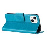 Peňaženkové kožené puzdro Butterfly na iPhone 15 - Modrá