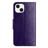 Peňaženkové kožené puzdro Butterfly na iPhone 15 - Tmavo fialová