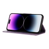 Peňaženkové kožené puzdro Butterfly na iPhone 15 - Svetlo fialová