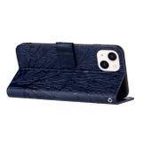 Peňaženkové kožené puzdro Tree Birds na iPhone 15 - Modrá