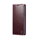 Peňaženkové kožené puzdro CaseMe na iPhone 15 Pro Max - Červená