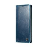 Peňaženkové kožené puzdro CaseMe na iPhone 15 Pro - Modrá