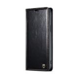 Peňaženkové kožené puzdro CaseMe na iPhone 15 Pro - Čierna