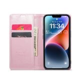 Peňaženkové kožené puzdro CASEME na iPhone 15 Plus - Ružovozlatá
