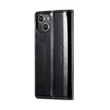 Peňaženkové kožené puzdro CaseMe na iPhone 15 - Čierna