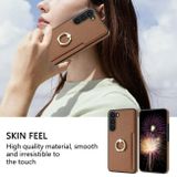 Kožený kryt Litchi Ring na Samsung Galaxy S23 FE - Hnedá