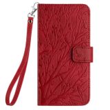 Peňaženkové kožené puzdro Tree Birds na Xiaomi Redmi Note 12S - Červená