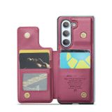 Peňaženkové kožené puzdro CaseMe RFID na Samsung Galaxy Z Fold5 - Vínovo červená