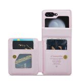 Peňaženkové kožené puzdro CaseMe Anti-Theft na Samsung Galaxy Z Flip 5 - Ružová