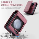 Peňaženkové kožené puzdro CaseMe Anti-Theft na Samsung Galaxy Z Flip 5 - Vínovo červená