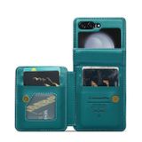 Peňaženkové kožené puzdro CaseMe Anti-Theft na Samsung Galaxy Z Flip 5 - Tyrkysová