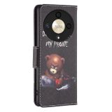 Peňaženkové kožené puzdro Colored na Honor Magic6 Lite - Medveď