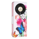 Peňaženkové kožené puzdro Colored na Honor Magic6 Lite - Motýle