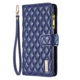 Peňaženkové kožené puzdro Lattice Zipper na Honor 90 Lite - Modrá