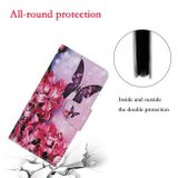Peňaženkové kožené puzdro na Xiaomi Mi Note 10 - Red Flower Butterfly