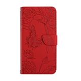 Peňaženkové kožené puzdro Butterfly na Honor X6a - Červená