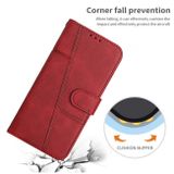 Peňaženkové kožené puzdro Stitching na Motorola Moto G04/ G24 - Červená