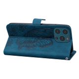 Peňaženkové kožené puzdro BUTTERFLIES na iPhone 15 Pro Max - Modrá