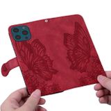 Peňaženkové kožené puzdro Butterflies na iPhone 15 Pro - Červená