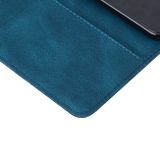 Peňaženkové kožené puzdro Butterflies na iPhone 15 Plus - Modrá