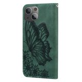 Peňaženkové kožené puzdro Butterflies na iPhone 15 Plus - Zelená