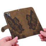 Peňaženkové kožené puzdro Butterflies na iPhone 15 Plus - Hnedá