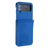 Kožený kryt Datura na Samsung Galaxy Z Flip4 - Modrá