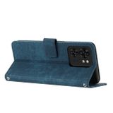 Peňaženkové kožené puzdro Stripe Lanyard na Motorola Edge 40 - Modrá