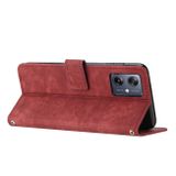 Peňaženkové kožené puzdro Stripe Pattern Skin Feel na Moto G54 5G / G54 5G Power Edition - Červená