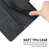 Peňaženkové kožené puzdro Stripe Pattern Skin Feel na Moto G54 5G / G54 5G Power Edition - Čierna