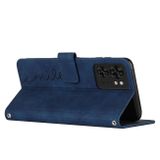 Peňaženkové kožené puzdro Heart Lanyard na Motorola Edge 40 - Modrá