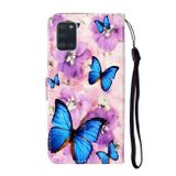 Peňaženkové kožené puzdro na Samsung Galaxy A31 - Purple Flower Butterfly