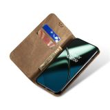 Peňaženkové kožené puzdro Denim na Xiaomi 13T / 13T Pro - Khaki