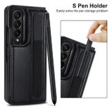 Peňaženkové kožené puzdro Buckle Pen na Samsung Galaxy Z Fold4 - Čierna