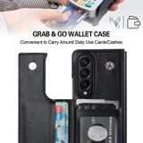 Peňaženkové kožené puzdro Buckle Pen na Samsung Galaxy Z Fold4 - Čierna