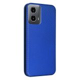 Peňaženkové kožené puzdro Carbon na Motorola Moto G34 G5 - Modrá