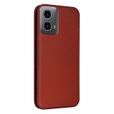 Peňaženkové kožené puzdro Carbon na Motorola Moto G34 G5 - Červená