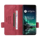 Peňaženkové kožené puzdro Magnetic Clasp na Motorola Edge 40 Neo - Červená