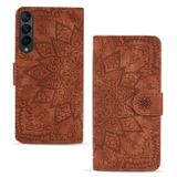 Peňaženkové kožené puzdro Mandala na Samsung Galaxy Z Fold4 - Hnedá